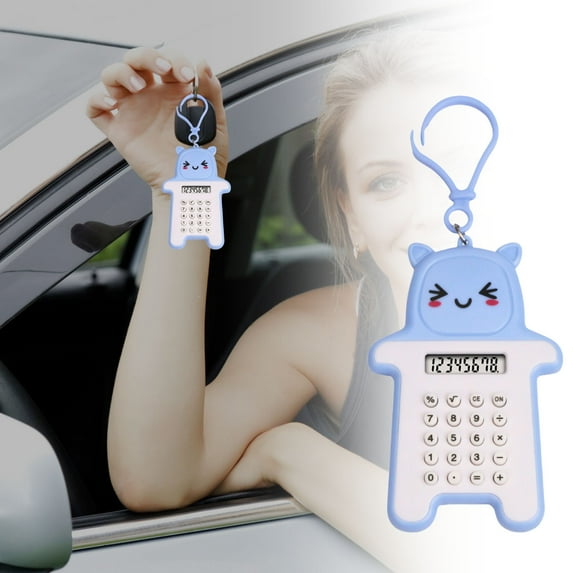 Pocket Size Keychain Calculator Key Ring, 8-Digit LED Display Multi-purpose Standard Function Calculator, Small Portable Electronic Calculator Pendant, Ideal for Students Home, School, Office Blue