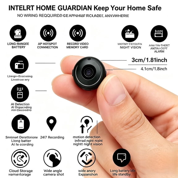 Pocket Size Mini Security Camera 4K HD Infrared Night Vision Motion Detection Wireless WiFi Real-Time Remote View Baby Monitor for Home Car Office