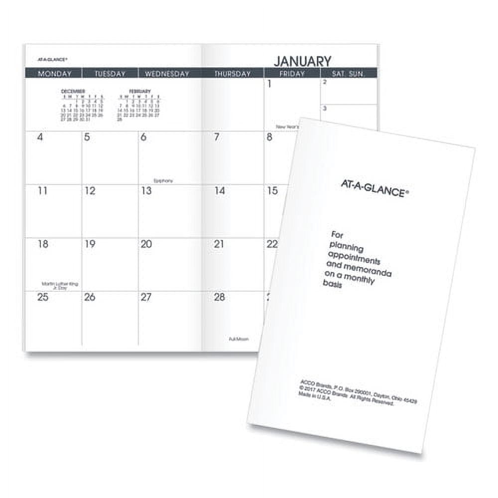 Pocket Size Monthly Planner Refill, 6 x 3.5, White Sheets,