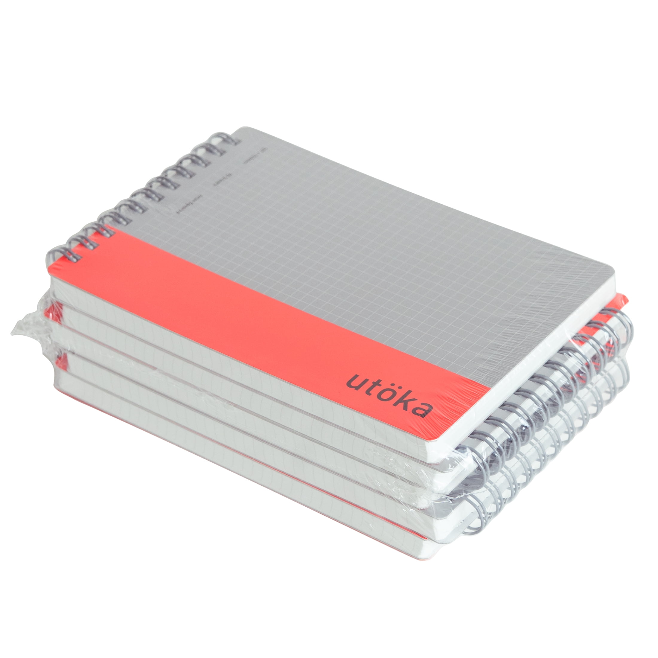 Utoka Pocket Size Notebook 4mm Graph Red 90 Sheets 4.2 x 6.5 5 Pack