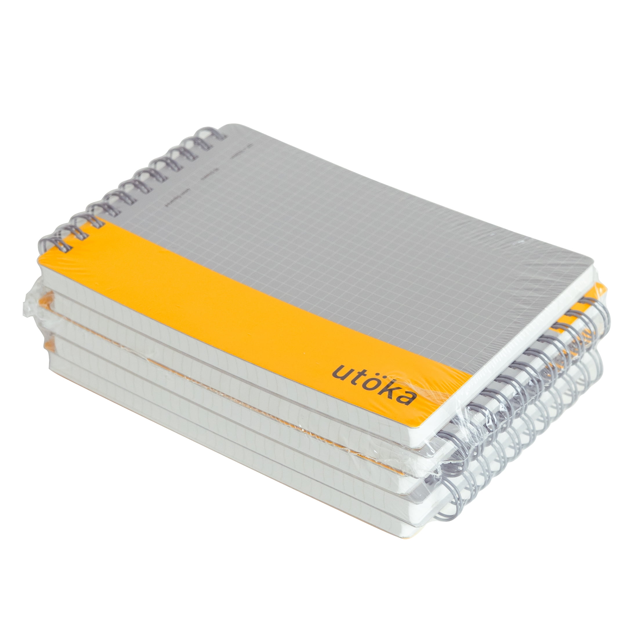 Utoka Pocket Size Notebook 4mm Graph Yellow 90 Sheets 4.2 x 6.5 5 Pack