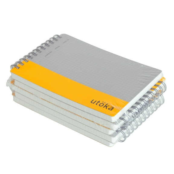 Utoka Pocket Size Notebook 4mm Graph Yellow 90 Sheets 4.2 x 6.5 5 Pack