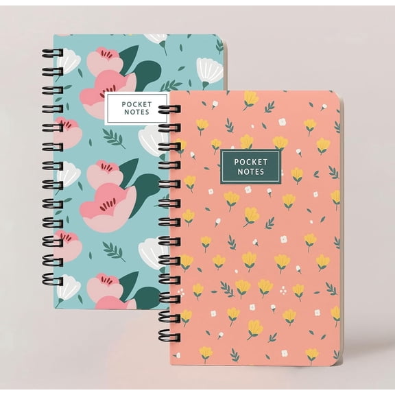 Pocket-Size Notepad (Pack of 2), Small Spiral Diary, 120 Plain Pages, Mini Memo Pads for Daily Notes, Work, Journaling, Gratitude List, Goals Planner, To Do List, Size A6