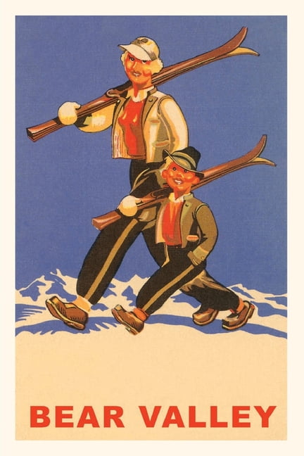 Pocket Sized - Found Image Press Journals: The Vintage Journal Mom and Boy with Skis on Shoulders, Bear Valley (Paperback)