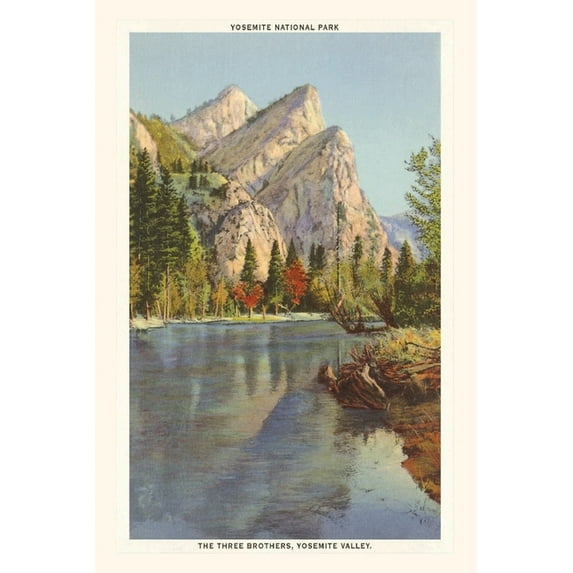 Pocket Sized - Found Image Press Journals: The Vintage Journal Three Brothers Peaks, Yosemite, California (Paperback)
