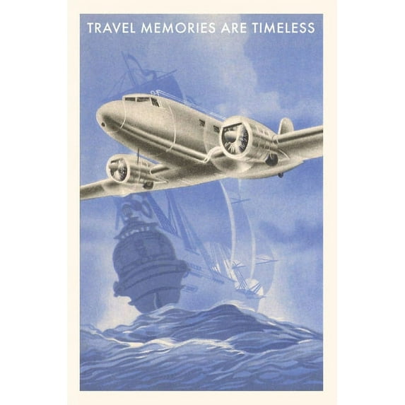 Pocket Sized - Found Image Press Journals: Vintage Journal Airplane and Galleon Travel Poster (Paperback)