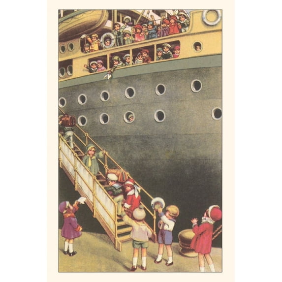 Pocket Sized - Found Image Press Journals: Vintage Journal Children Embarking Travel Poster (Paperback)