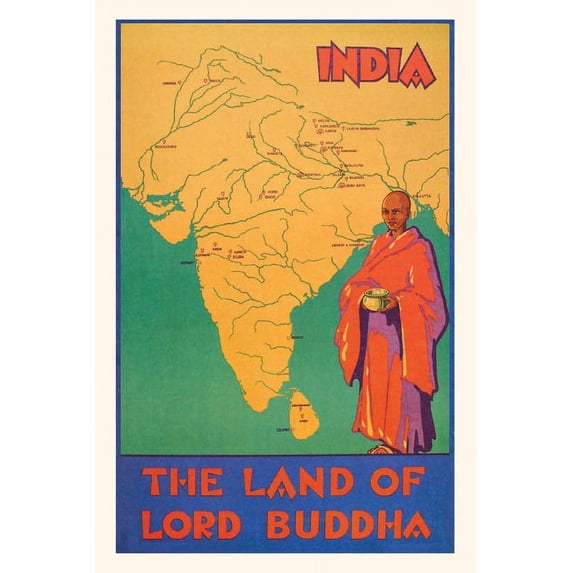 Pocket Sized - Found Image Press Journals: Vintage Journal India, Lord Buddha Travel Poster (Paperback)