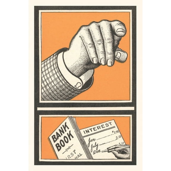 Pocket Sized - Found Image Press Journal Vintage Journal Pointing Hand, Bank Book, (Paperback)