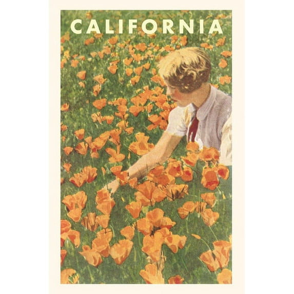 Pocket Sized - Found Image Press Journals: Vintage Journal Woman sitting in Field of California Poppies (Paperback)