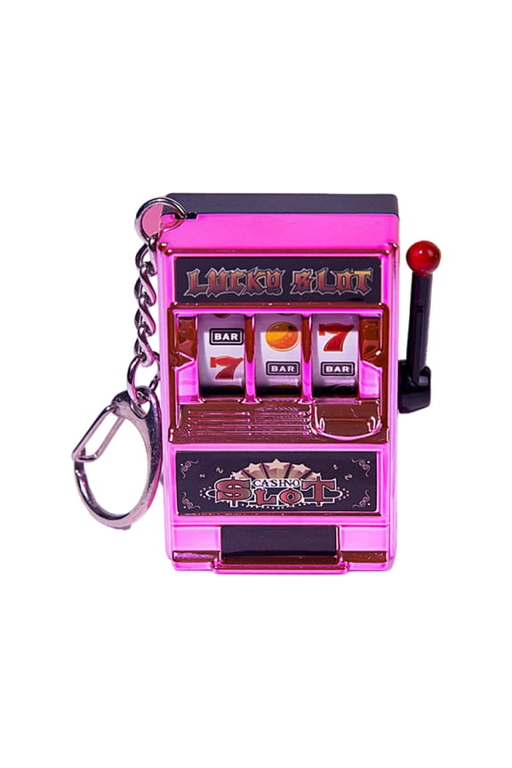 Pocket Sized Miniature Fruit Slot Machines Keychain Plastic Prize Toy Keyring Pendant Jewelry Phone Chain Decoration