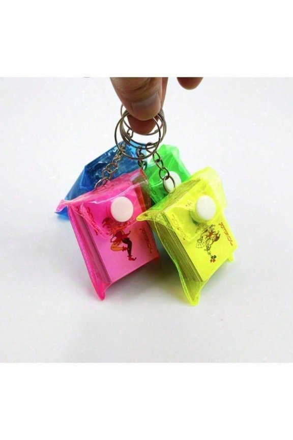 Pocket-Sized Playing Cards with Keychain, Set of 4 Random Colors - Surprise Collectible & Travel Fun