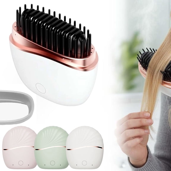 Pocket-Sized Rechargeable Mini Straightening Comb - Ceramic Coated 3 Temperature Settings, Portable Travel Hair Styling Tool for On-the-Go Touch-Ups & Daily Hairstyling, 3.7*3.3in, White