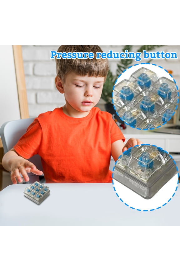 Pocket Sized Squeeze Keychain, Adhd Squeeze Toys, Asmr Keyboard Squeeze, Adult Fidgets for Relaxation and Stress, 2.5X2.5 in White Transparent 9 Blue Mechanical Switch Keys,