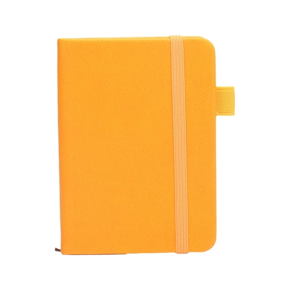Pocket Small Notebooks, Mini Cute Memo Notepads Hardcover College Ruled Lined Journals with Pen Holder & Strap Design, 56Sheets/112Pages, A7 Size, for Home Office Planning, 1Pc(Yellow,4.3x3.1")