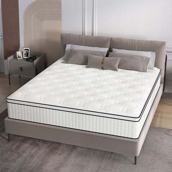 MEANDAROL Pocket Spring 12 inch Cooling Gel Memory Foam Hybrid Mattress in a Box, Pressure Relief, CertiPUR-US Certified,Full,Medium,Euro Top,Adult