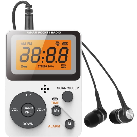 Pocket Stereo Sound Radio with Timer Function Compact AM/FM Radio Battery Powered