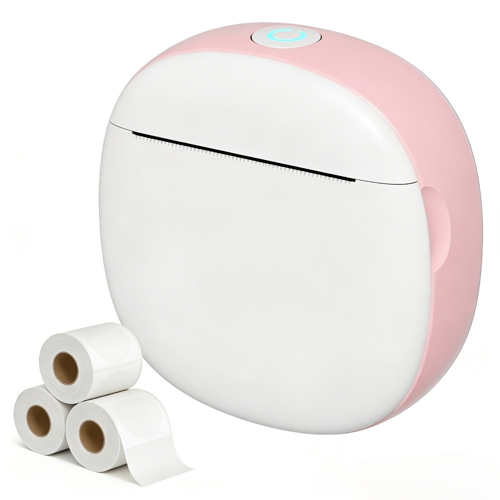 Pocket Sticker Printer, Portable Mini Printer, Ink Free Wireless Sticker Maker, with 3 Rolls of Paper, Portable Label Printer, Suitable for Photos, Diaries, Notes, Memos, Diaries, Gifts, Suitable for