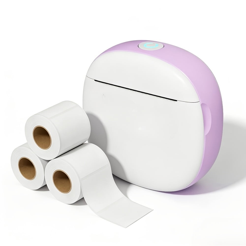 Pocket Sticker Printer, Portable Mini Printer, Ink Free Wireless Sticker Maker, with 3 Rolls of Paper, Portable Label Printer, Suitable for Photos, Diaries, Notes, Memos, Diaries, Gifts, Suitable for