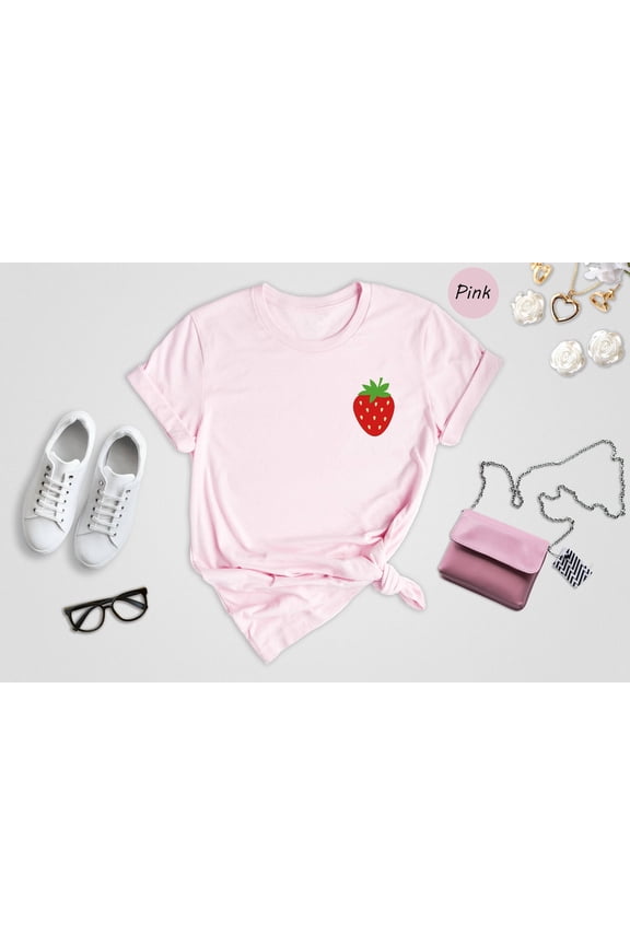 Pocket Strawberry Shirt, Strawberry Lover Gift, Summer Fruits Shirt, Strawberry T-Shirt, Red Fruit Shirt, Fruit Lover Gift Cute Fruit Tee All Size S-5Xl