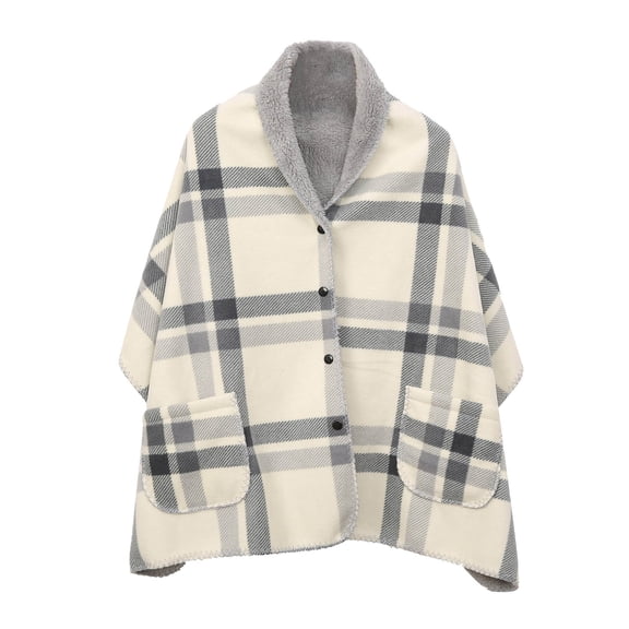 Pocket Style Fleece Shawl Blanket Wearable Wrap,Button Closure Soft Plush Flannel Warm Layer,Lightweight Polyester Durable Stitching Fabric Material Use,Portable Travel Office Home Comfort Wear