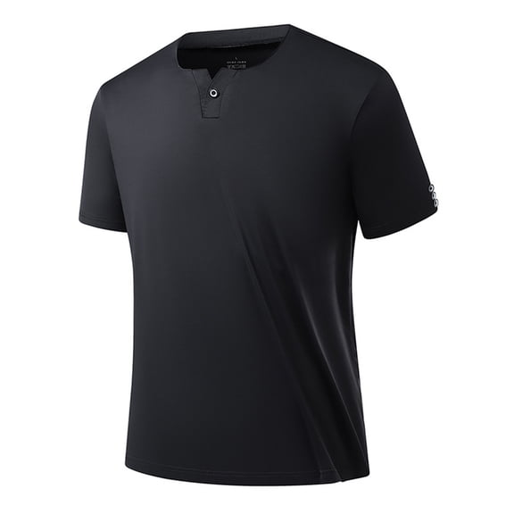 Pocket T Shirts for Men Fashion Solid Color Round Neck Blouse /T-shirt Black,L