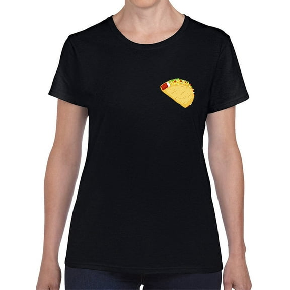Pocket Taco Graphic Women Black T-Shirt, Female x-Large