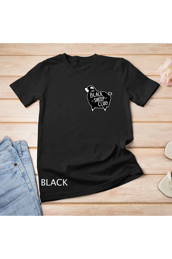 Pocket The Black Sheep Club Squad Funny Sarcastic Tee Humor Graphic Unisex T-Shirt, up to Size 5XL