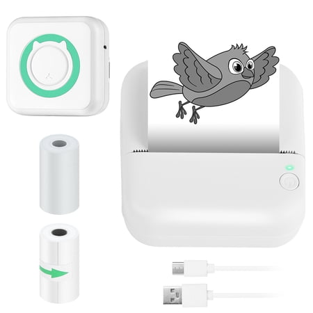 Pocket Thermal Printer TeqHome Rechargeable Wireless Mini Sticker Printer for Printing Label Memo Journal Photos Notes Kids Gift Blue