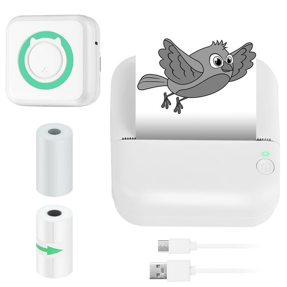 Pocket Thermal Printer TeqHome Rechargeable Wireless Mini Sticker Printer for Printing Label Memo Journal Photos Notes Kids Gift Blue