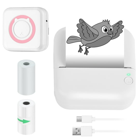 Pocket Thermal Printer TeqHome Rechargeable Wireless Mini Sticker Printer for Printing Label Memo Journal Photos Notes Kids Gift Pink