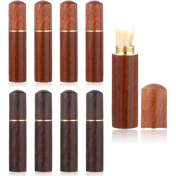 Pocket Toothpick Holder, Portable Wood Travel Toothpick Holder for Purse, Waterproof Pocket Toothpicks Case for Storage Toothpicks Needle, Ear Pick, Cotton Swab
