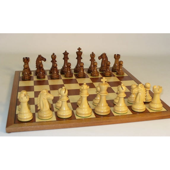 Sheesham Mustang Chess Men on Sapele Chess Board