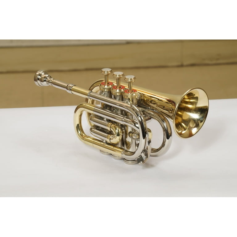 Piccolo Trumpet Bb/A Pitch Color Brass And Nickel Finish With Hard case Bag  Mouthpiece 