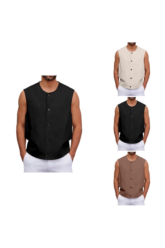 Pocket Vest Sleeveless Jacket Workwear Outdoor Casual Athletic Tank Top