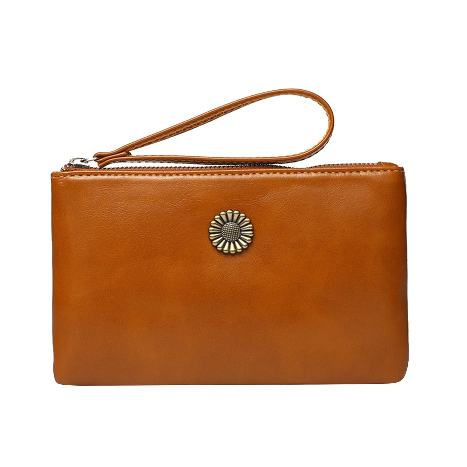 Pocket Wallet For Woman Women Wallet Brown Card Holder Handheld Solid Color Hand Held Bag Purse One Size