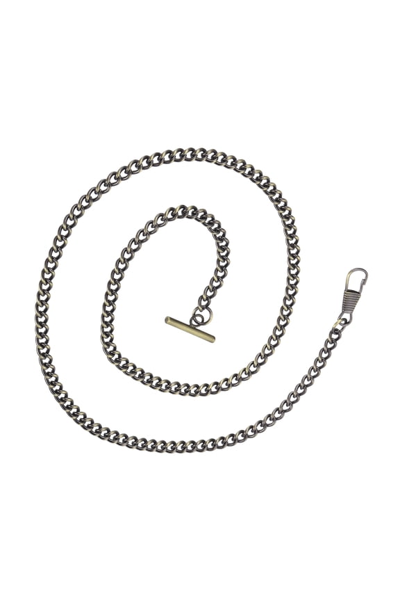 Pocket Watch Chain, 26 Inch Vintage Alloy T-Bar Clip Pocket Watch Chains, Bronze