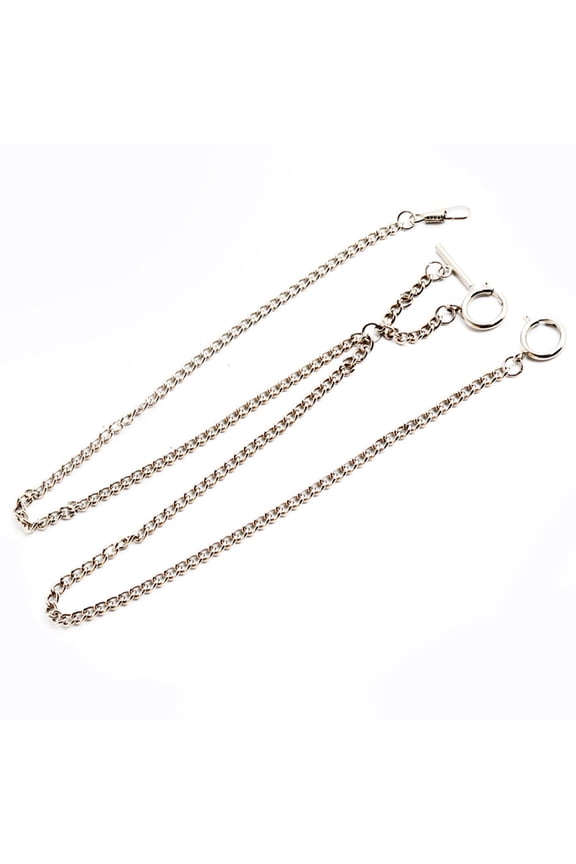 Pocket Watch Chain Double Albert Chain T-rod Watch Chain Link Keychain with Spring Rings Clasp T-rod for Men