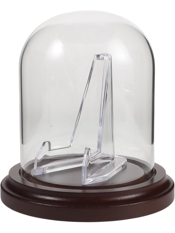 Pocket Watch Glass Dome Display Stand with Wooden Base for Collectibles Desk