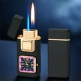 thumbnail image 1 of Pocket Watch Lighter Dual Flame Torch Lighter with LED Clock & Flashlight, USB-C Rechargeable Windproof Gift for Men, 1 of 3