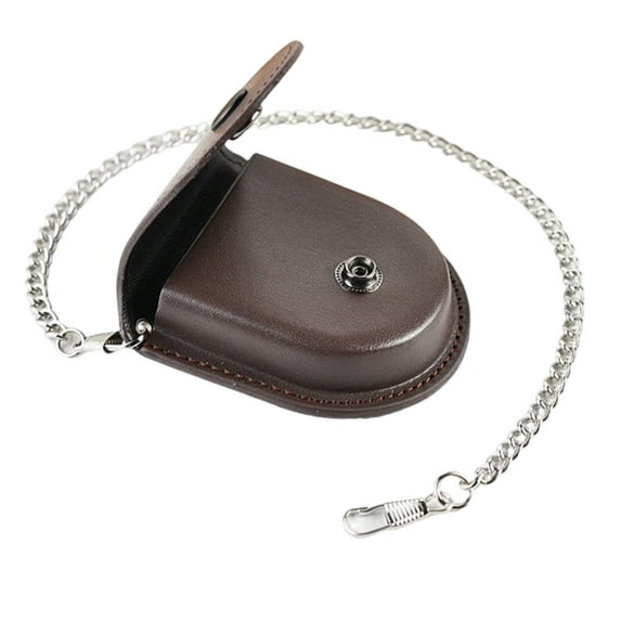 Pocket Watch Pouch PU Leather Watch Holder with Chain For Various Watch Size