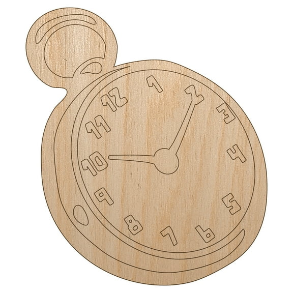 Pocket Watch Wood Shape Unfinished Piece Cutout Craft DIY Projects - 4.70 Inch Size - 1/8 Inch Thick