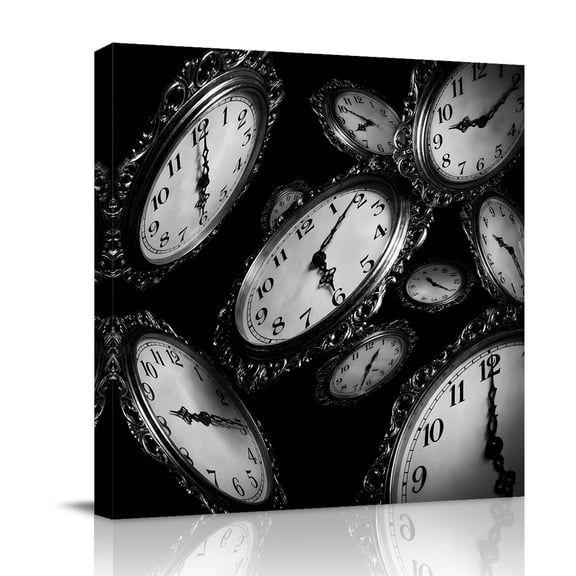 Pocket Watches Canvas Wall Art for Living Room, Cool Gray White Poster Print Painting for Bedroom Office Home Decoration Wall Pictures Prepare To Hang 8"x8"