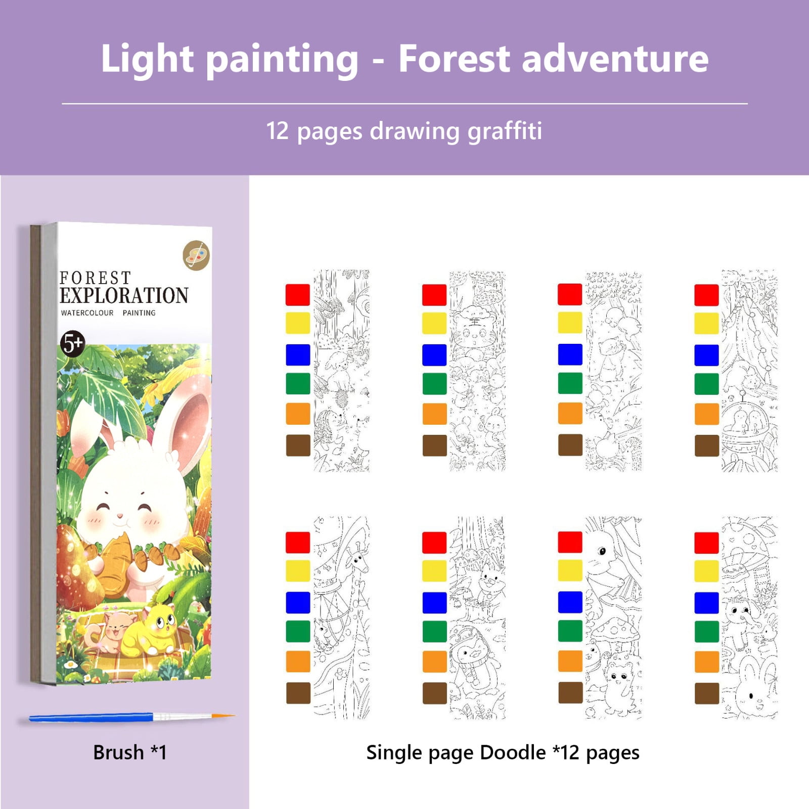 Pocket Watercolor Painting Book, Travel Paint Watercolor Coloring Book ...