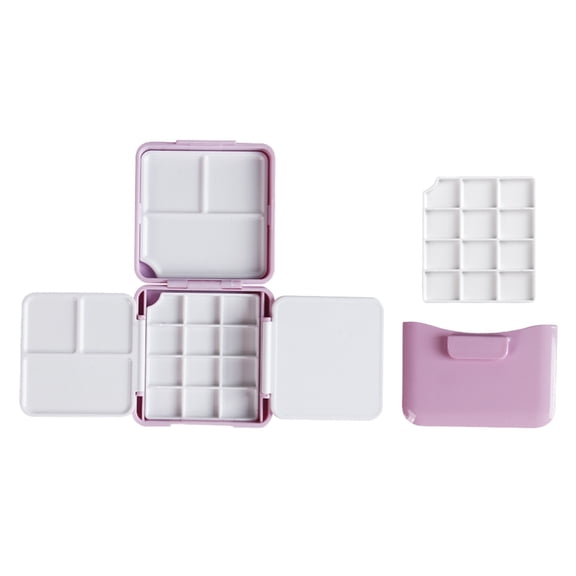 Pocket Watercolor Tin Box Paint Palette Paint Storage Box with Cleaning Bucket, Travel Watercolor Palette Box with Lid