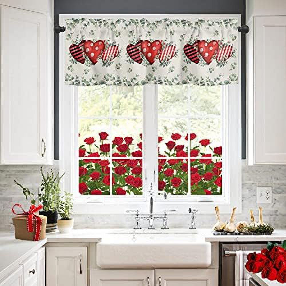 Pocket Window Valances Idyllic Purple Lavender Flowers Kitchen Short