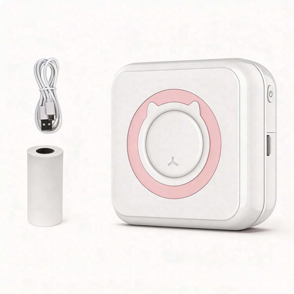 Pocket Wireless Bluetooth Thermal Printer Portable Mini Sticker Maker Machine Rechargeable Inkless Photo Printer for Printing Label Journal Study Notes Memo Photos(Pink)