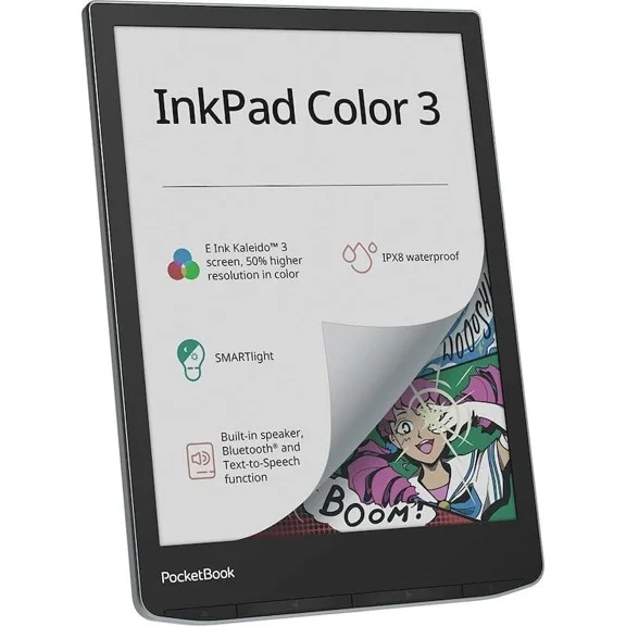 PocketBook InkPad Color 3 eReader, 7.8-Inch Display, 32GB, Wi-Fi, Bluetooth