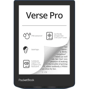 PocketBook Verse Pro eReader, 6-Inch HD E Ink Carta Touchscreen, 16GB, Waterproof, Wi-Fi, Bluetooth, Text-to-Speech, Azure