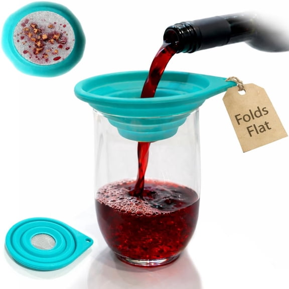 PocketStrainer Collapsible Fine Mesh Strainer, Small 4" Silicone Funnel with 316L Stainless Steel Sieve